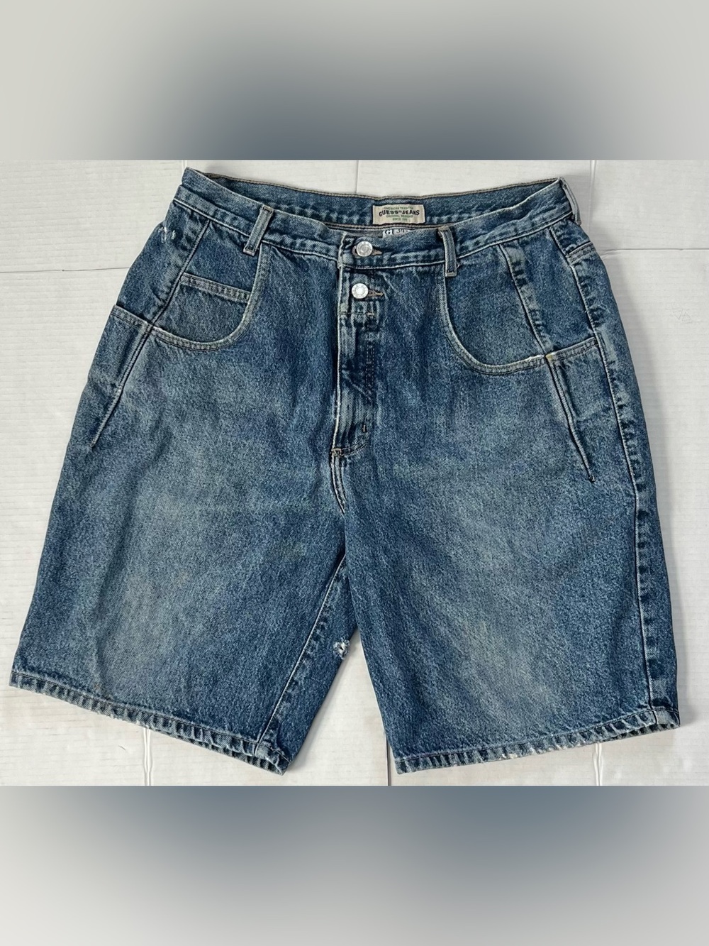 Vintage 90s Guess Usa Jeans Denim Shorts Mens 34 Double Button Baggy